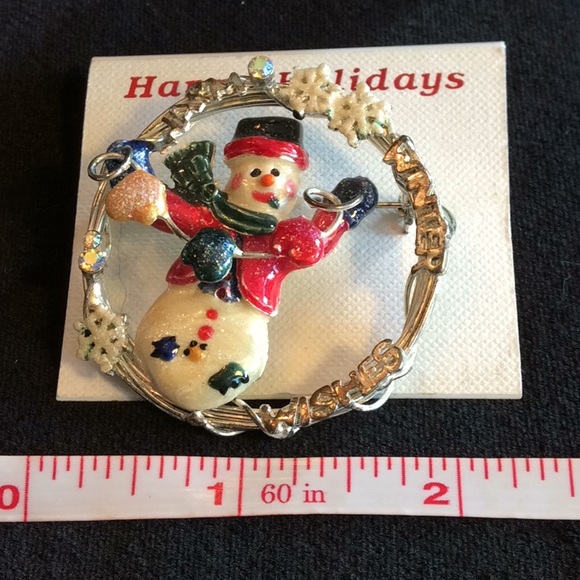 Vintage NWOT Snowman Brooch & Earrings - Picture 4 of 5